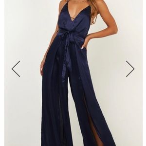 Navy Blue Satin jumpsuit
